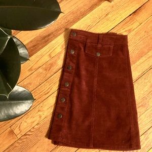 Oxblood Corduroy A-Line Skirt